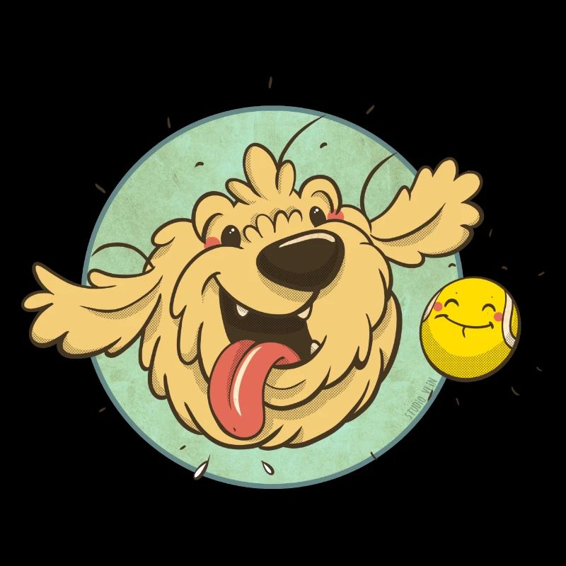 cockapoo Thor with tennis ball