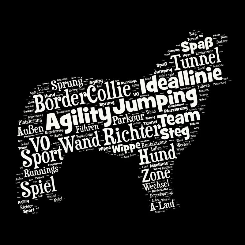 Border Collie Agility Wordcloud weiß