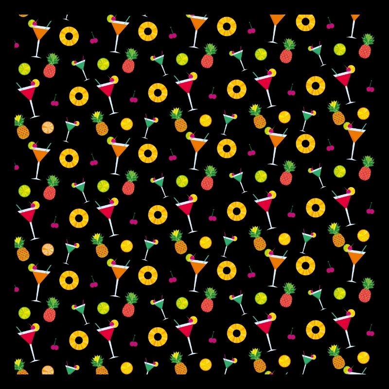 Tropical cocktails and pineapple pattern