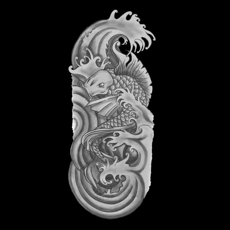 Japanese koi fish Black & white