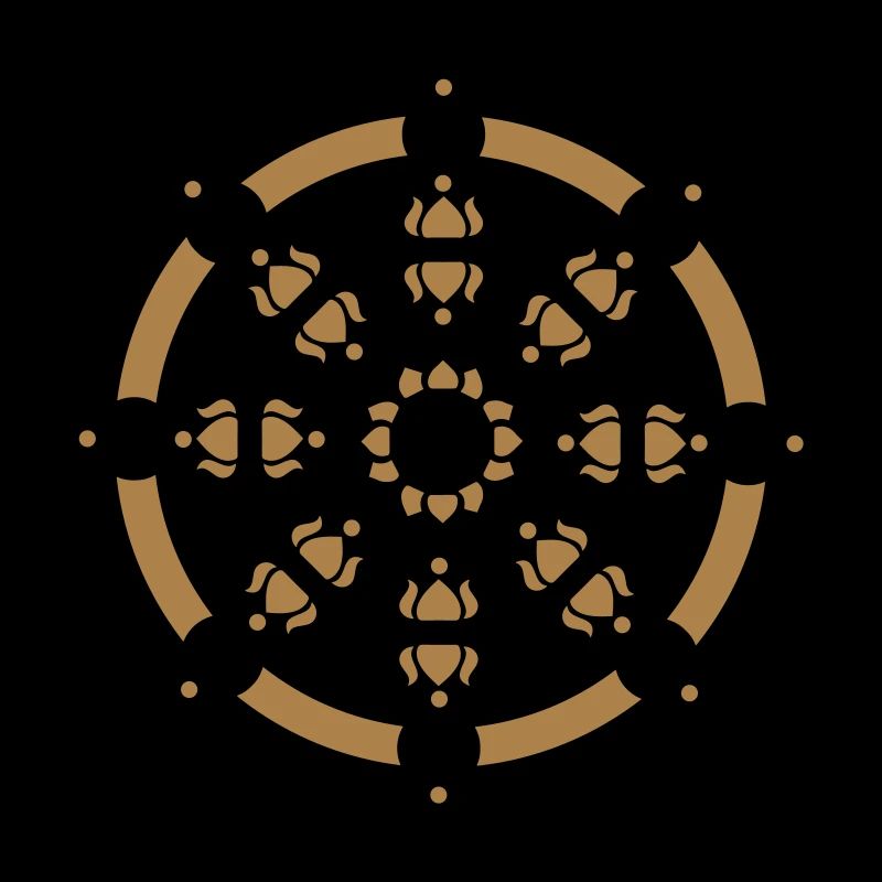 Roue de Dharma, symbole bonne chance, bouddhisme,