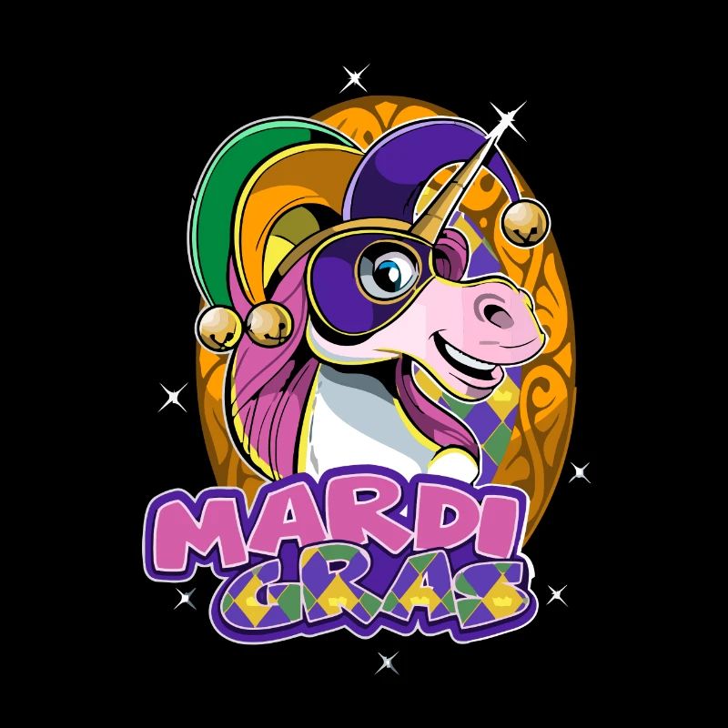 Mardi Gras Douce Licorne Avec Masque Mignon