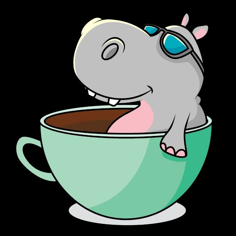 Hippo se refroidit dans sa tasse pour se rafraîchir