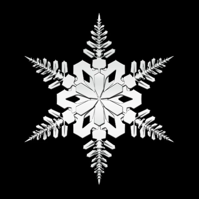 Flocon de neige, snowflake argent blanc en 3D
