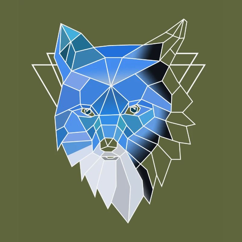 Blauer Polygon Wolf
