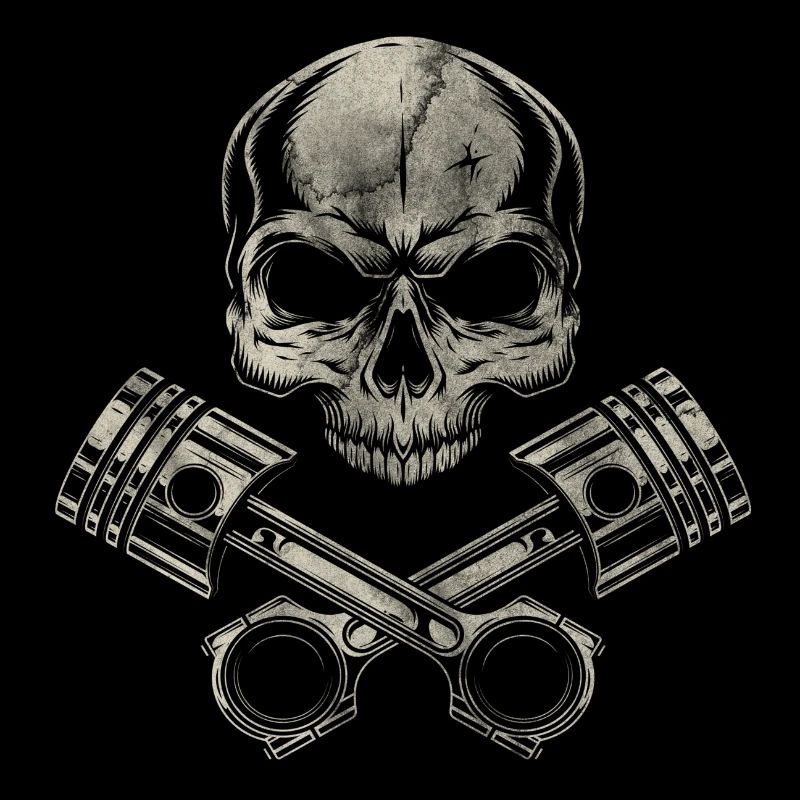 Skull with piston
