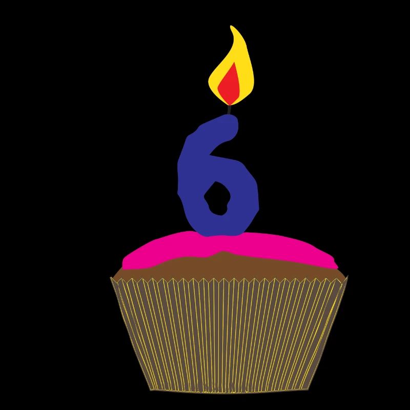 Cupcake With Number 6 Candle
