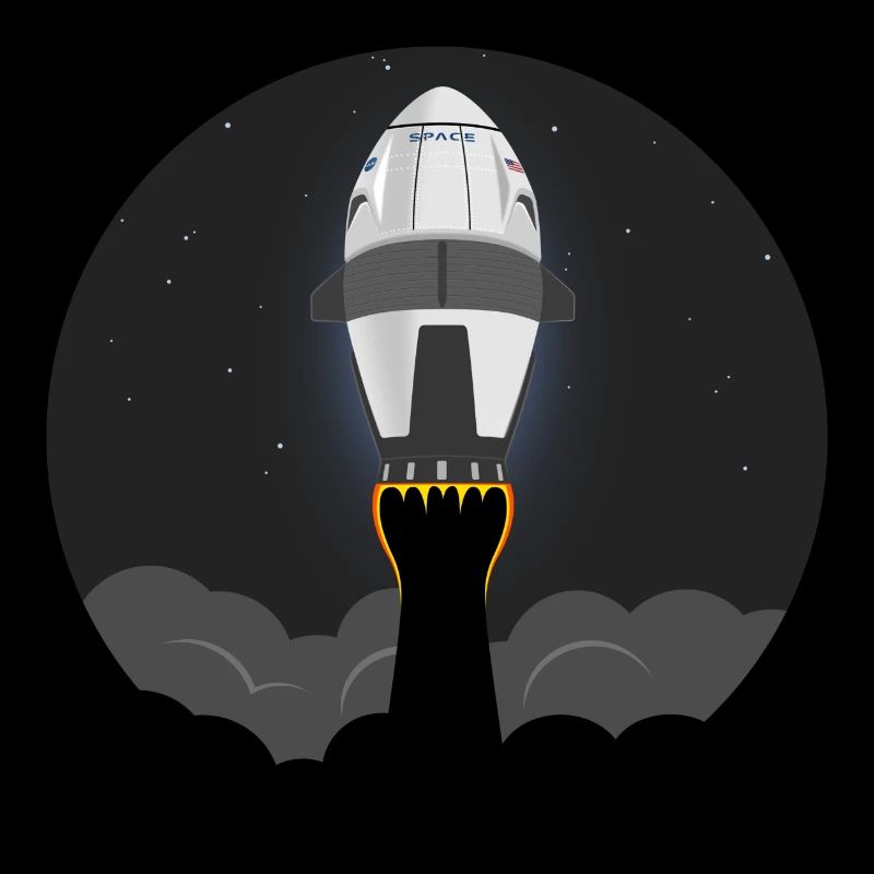 La fusée spatiale vole dans l’espace