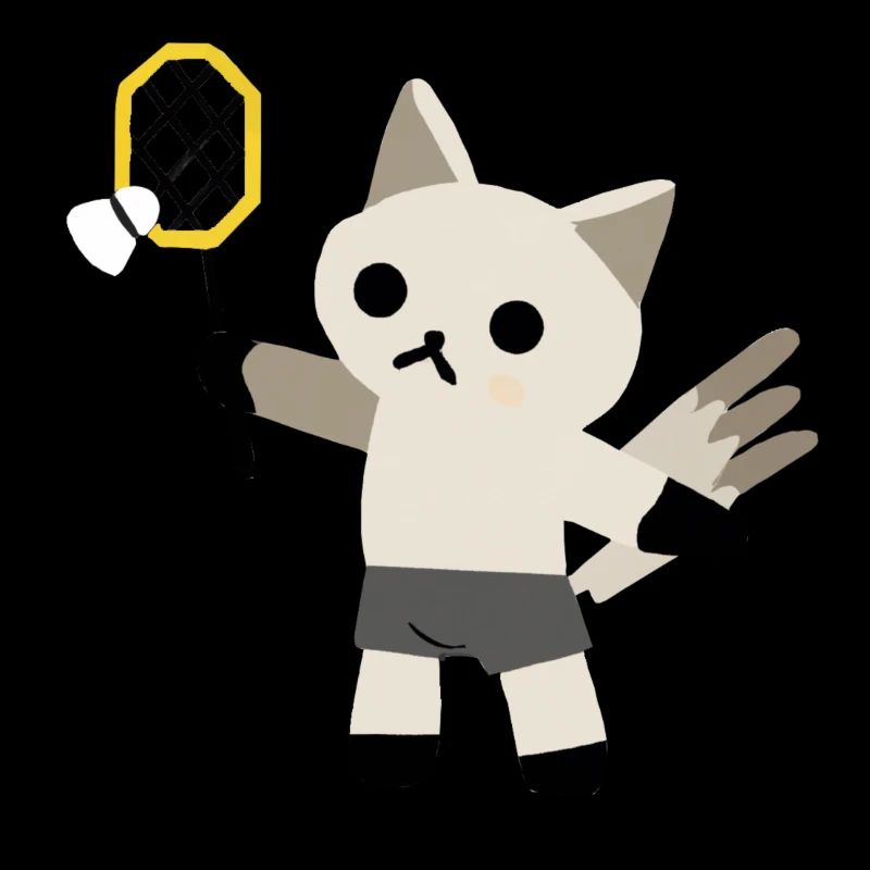 excited cat plays badminton