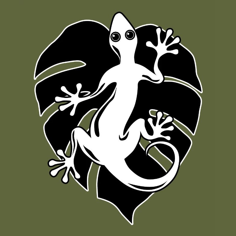Salamander and leaf