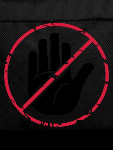 Stop character hand crossed out