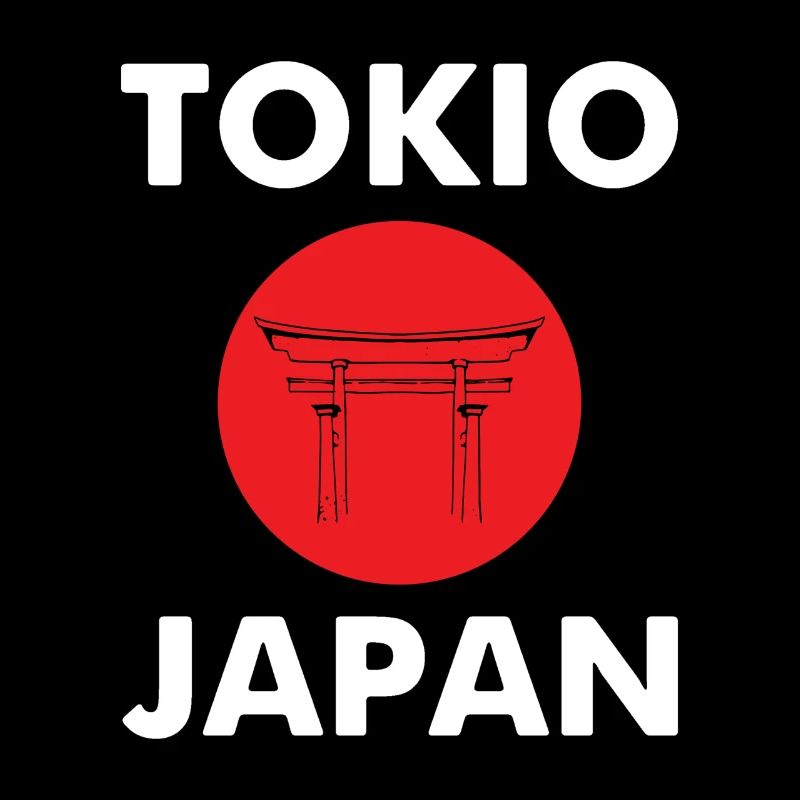 Silhouette du torii japonais sur soleil rouge