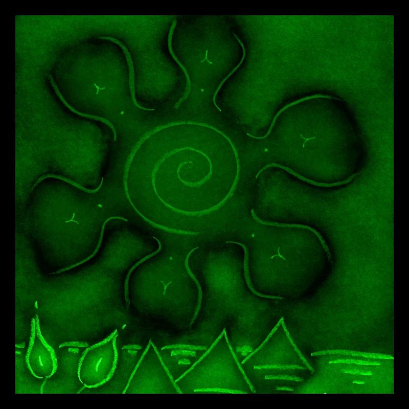 SUN ON GREEN PYRAMIDS