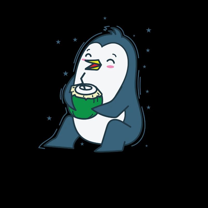 Penguin drinks a coconut Antarctica