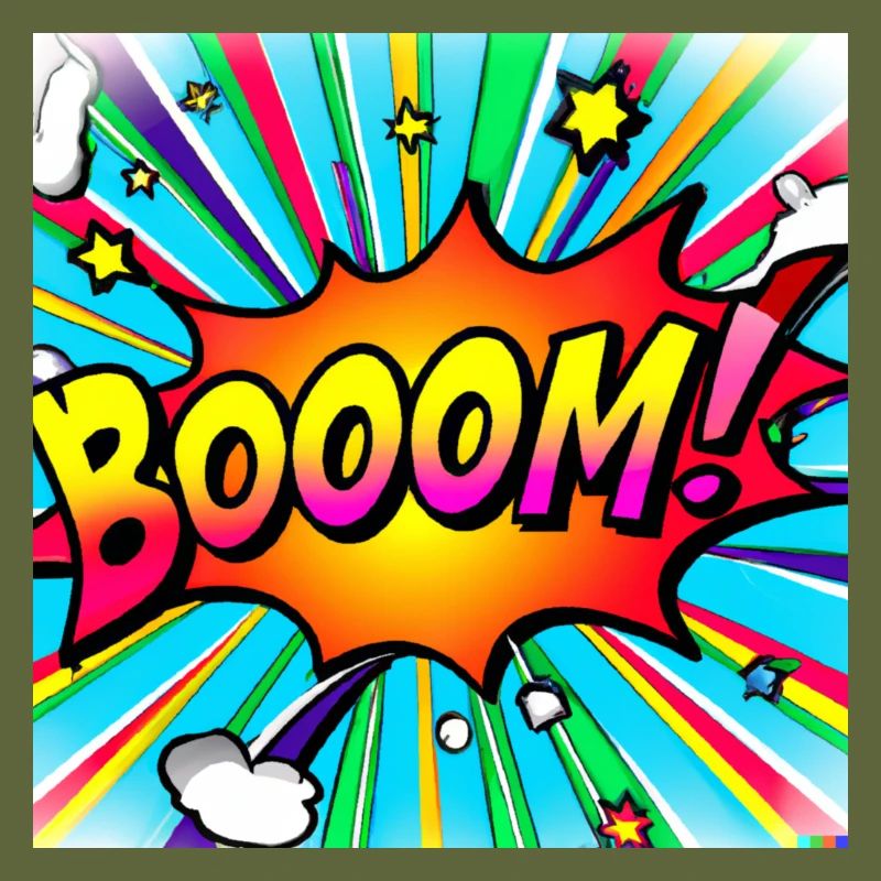 regenbogenstrahl comic style mit kaboom