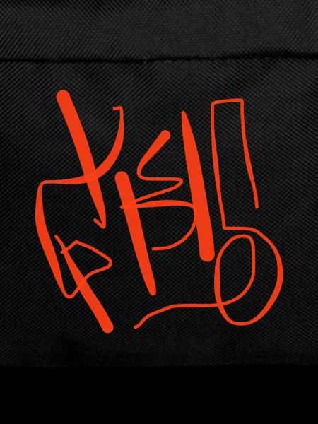 Abstract calligraphy in orange