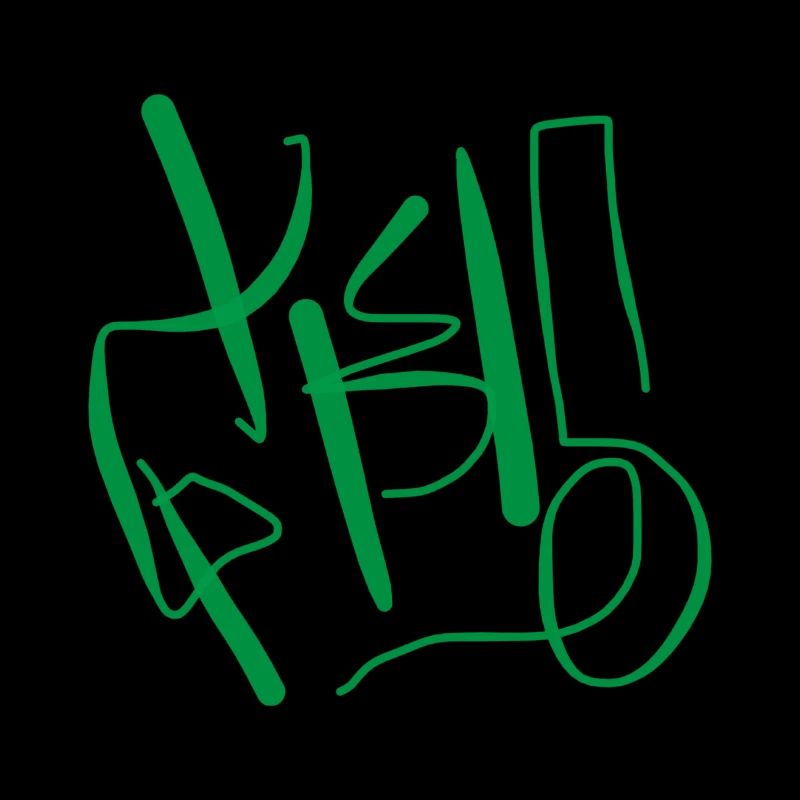 Gris: Abstract green inscription