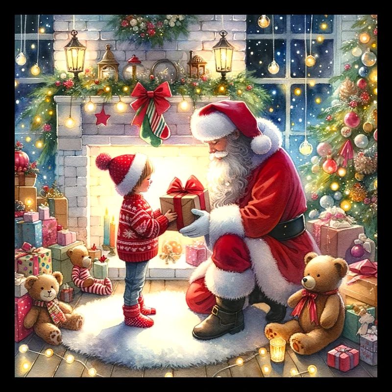 Santa Claus giving a gift Illustration Gift for