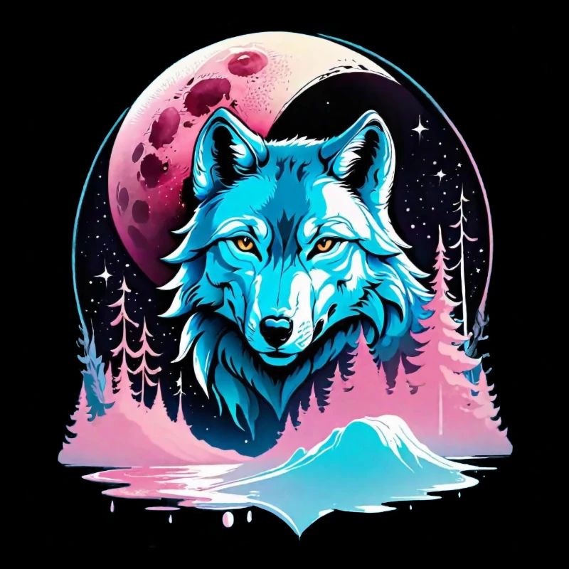 Wolf and Moon