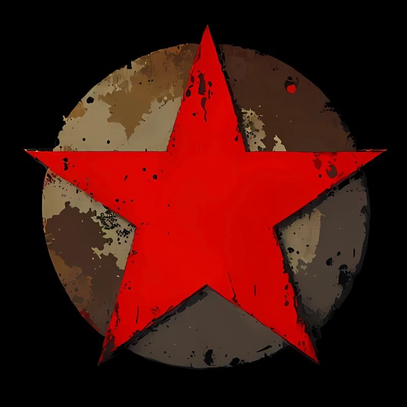 Star circle rusty vintage red