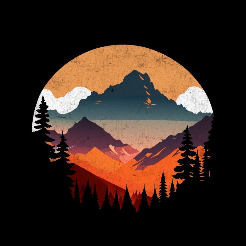 Alpine sunset in silhouette