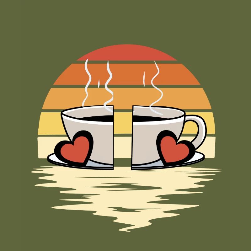 Valentine's Day Retro Coffee Cup for Two 80s 90s