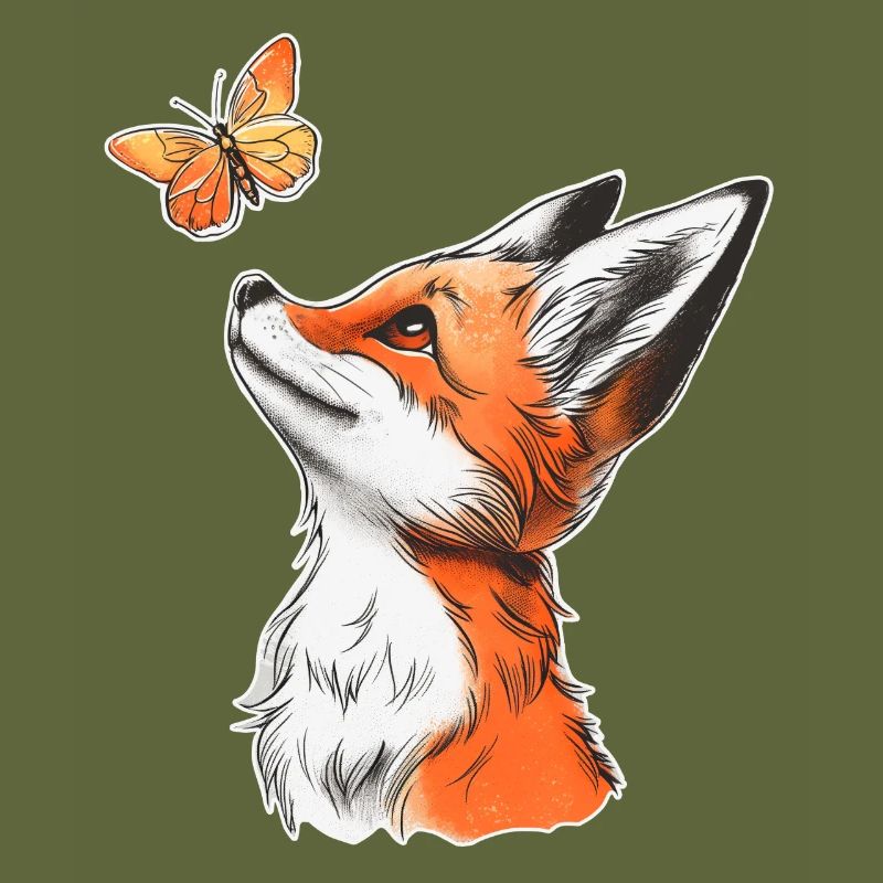 Fuchs mit Schmetterling
