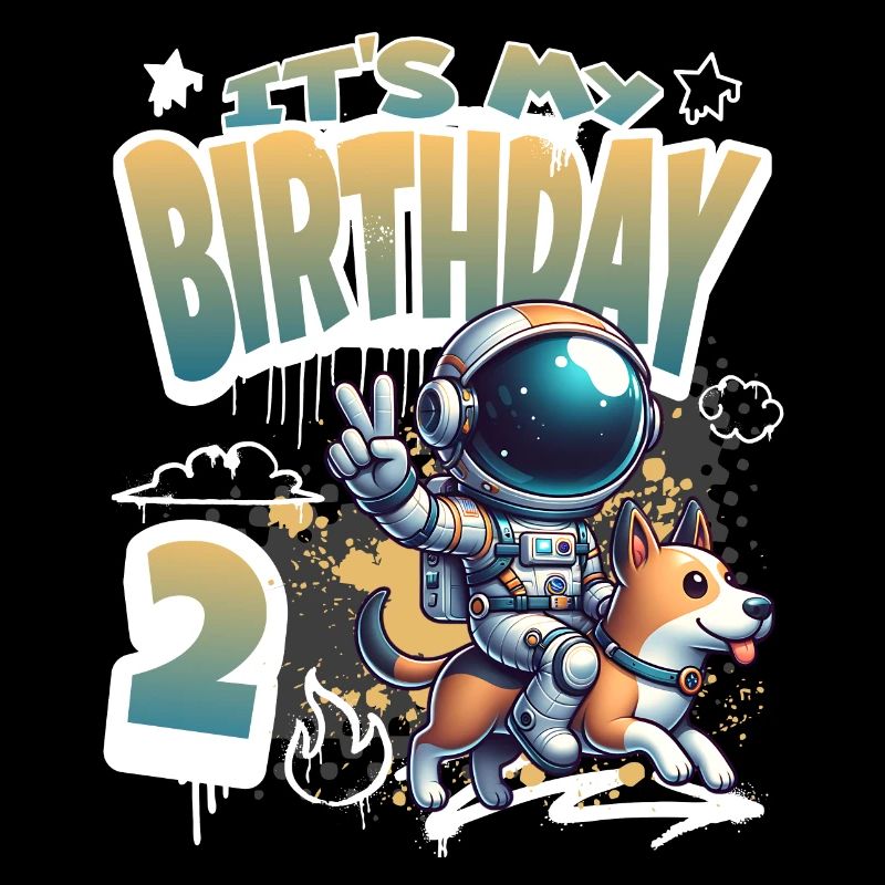 Astronaute 2e anniversaire Chien de l'espace drôle