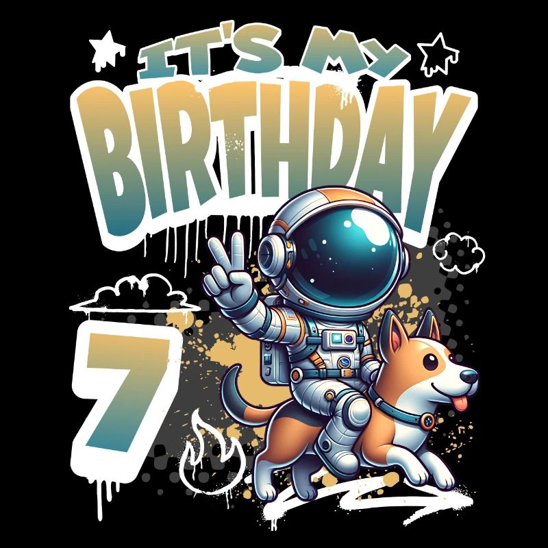 Astronaute 7e anniversaire Chien de l'espace drôle