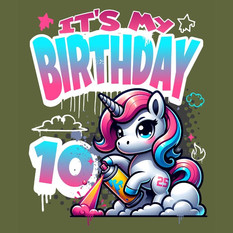 10. Geburtstag Einhorn Graffiti Mädchen