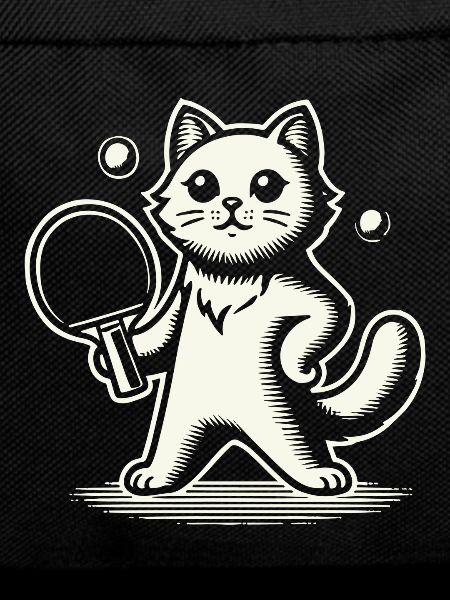 Cute cat playing table tennis