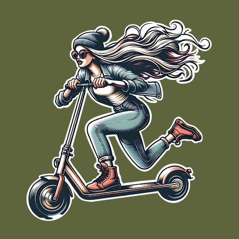 E-Scooter E-Roller Frau Scooter