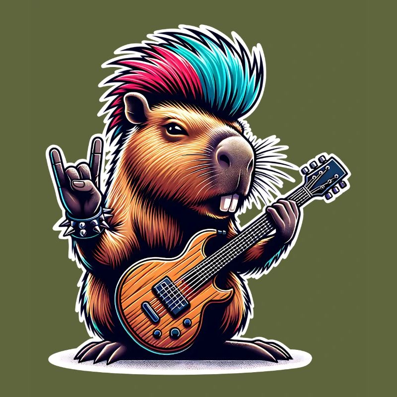 Capybara, guitariste de rock and roll