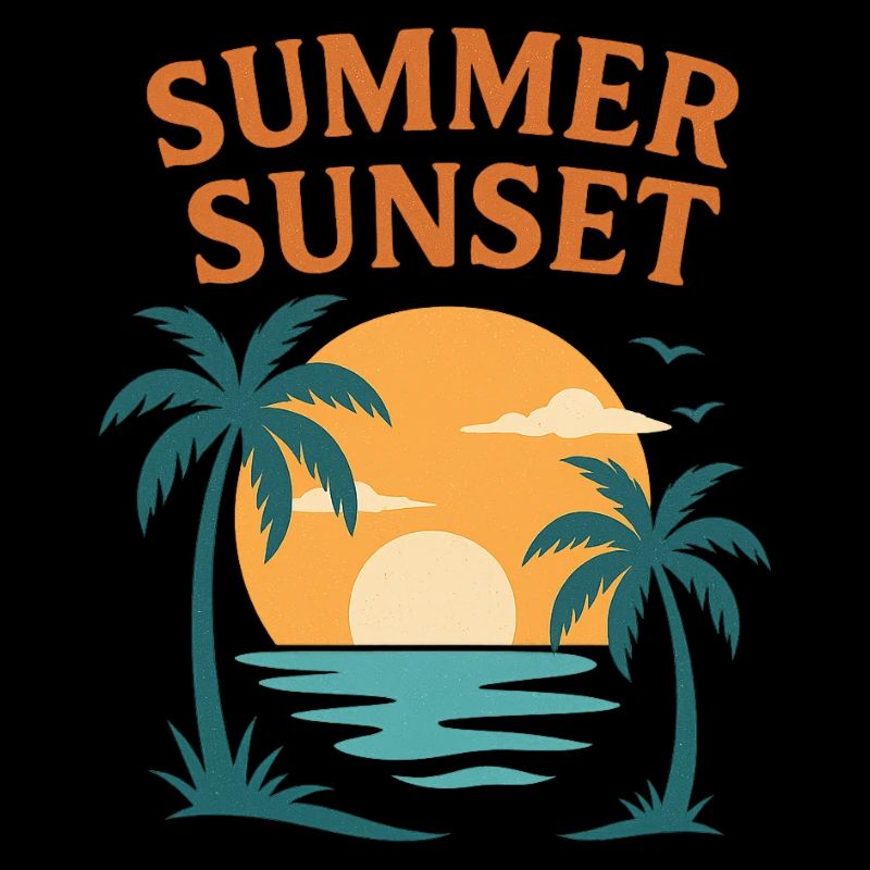 Summer Sunset Beach – Tropical Palm Tree Design