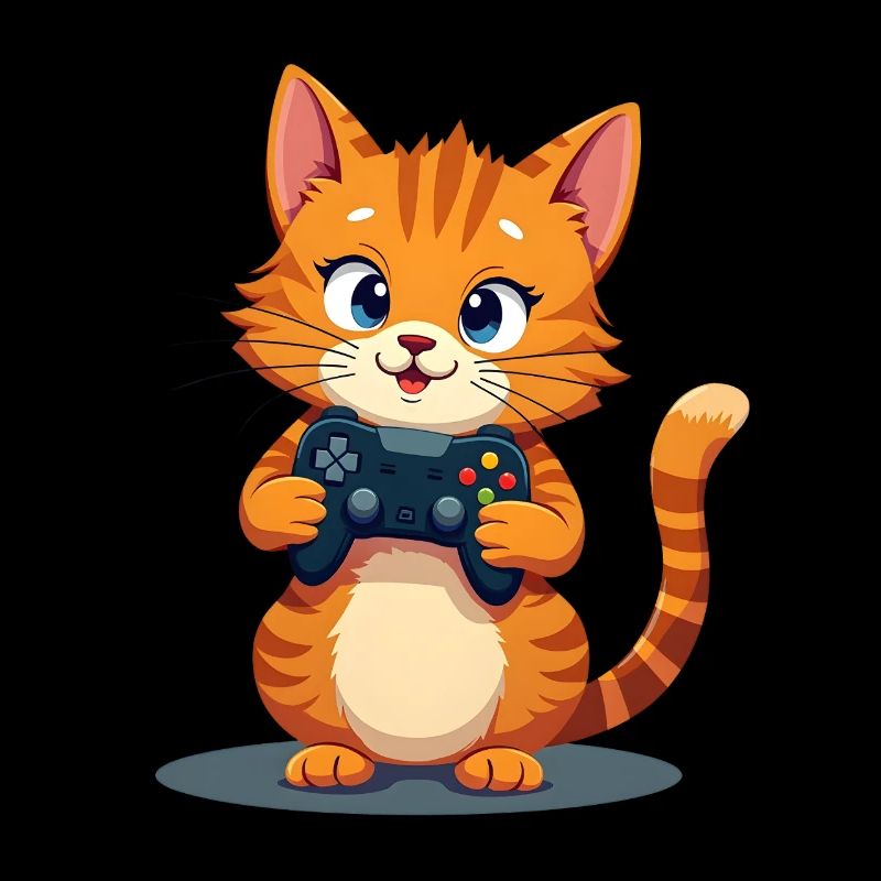 Chaton avec manette de jeu