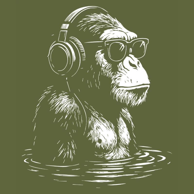 Headphone Monkey in Water