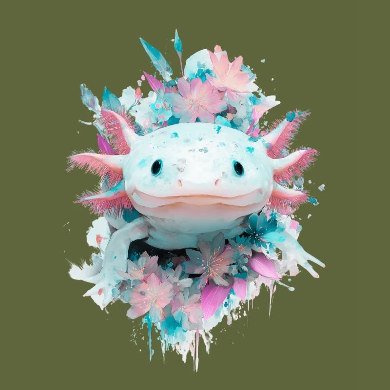 Pastel Axolotl Flower Magic