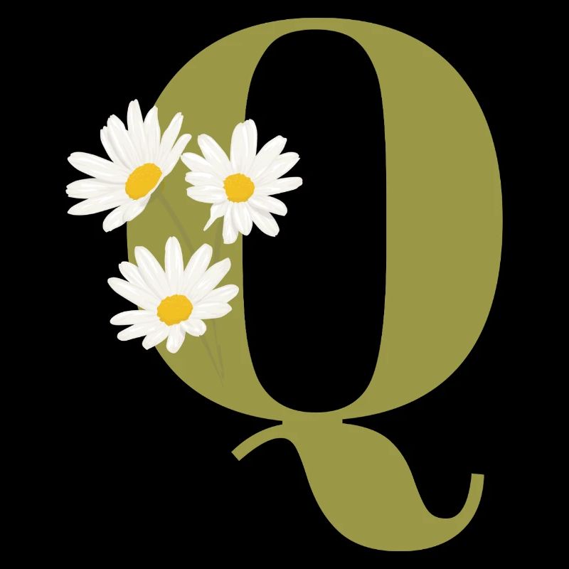 Buchstaben q grüne Gänseblümchen
