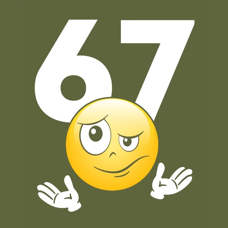 Numer 67 z emotikonem