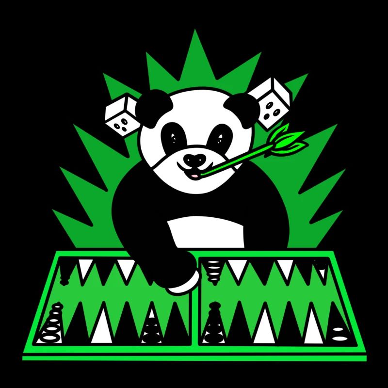 Lustiger Panda spielt Backgammon