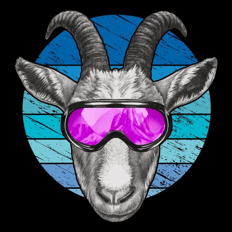 Funny goat with ski goggles