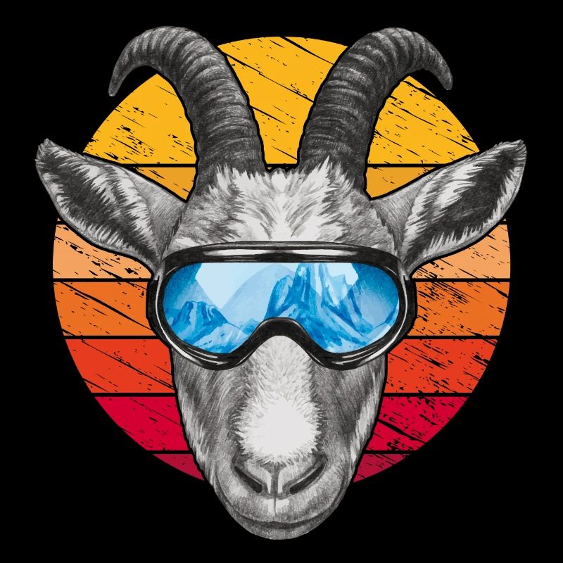 Funny goat with ski goggles