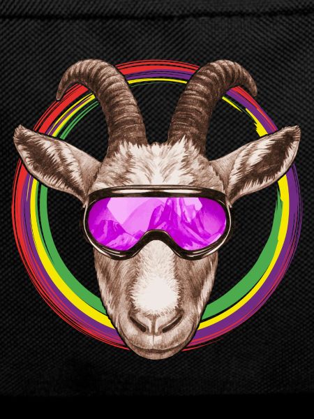 Funny goat with ski goggles