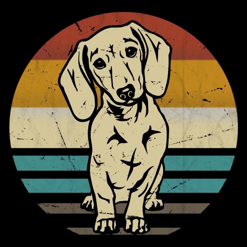 Dachshund dog retro