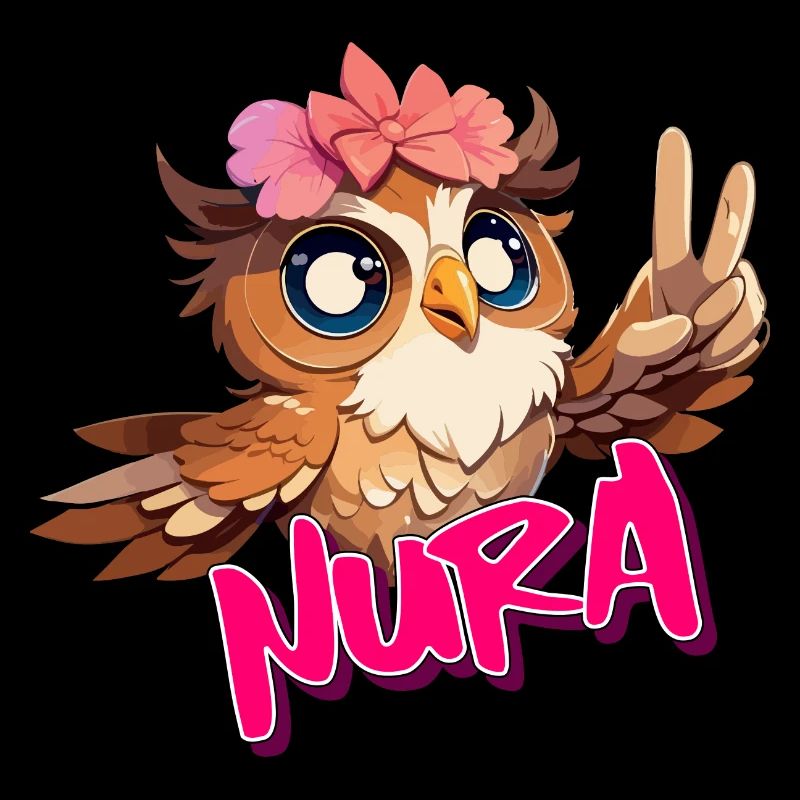 NURA - Schöner Mädchen Name mit süßer EULE