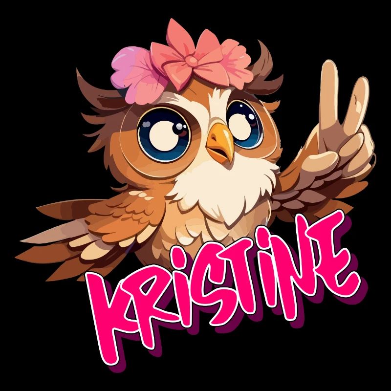 KRISTINE - Schöner Mädchen Name mit süßer EULE