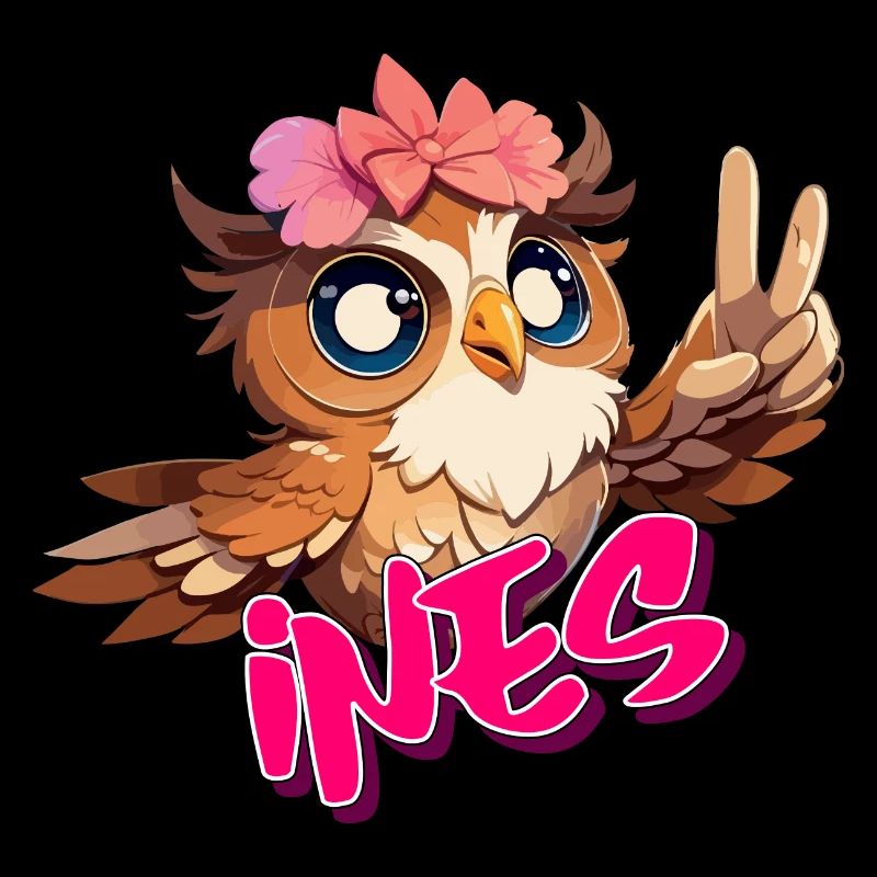 INES - Schöner Mädchen Name mit süßer EULE