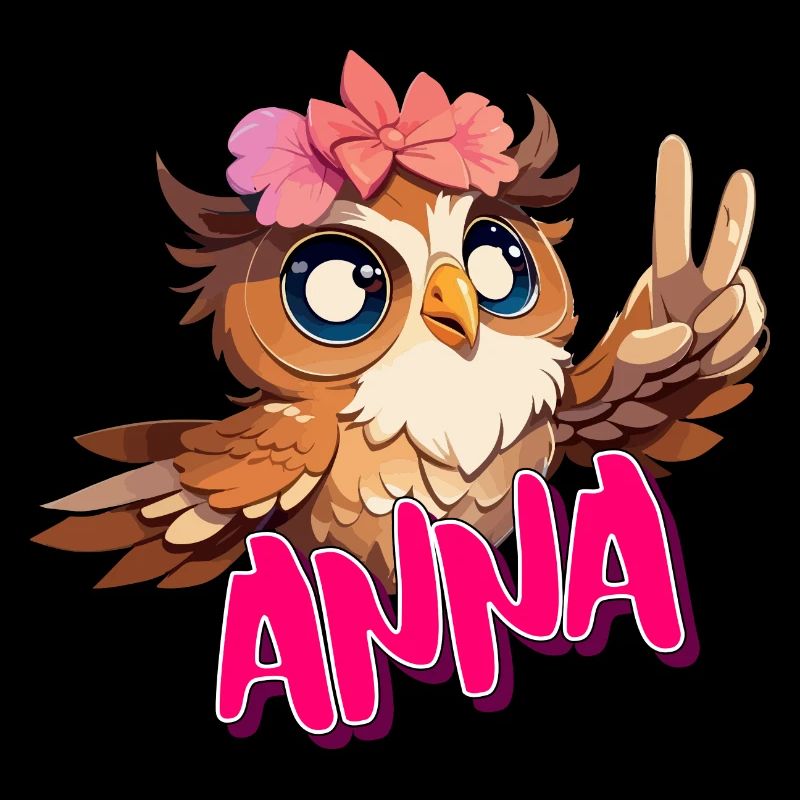 ANNA - Schöner Mädchen Name mit süßer EULE