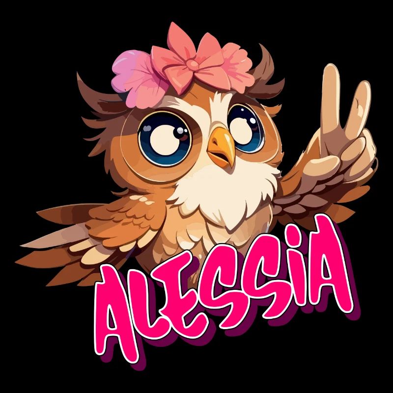 ALESSIA - Schöner Mädchen Name mit süßer EULE