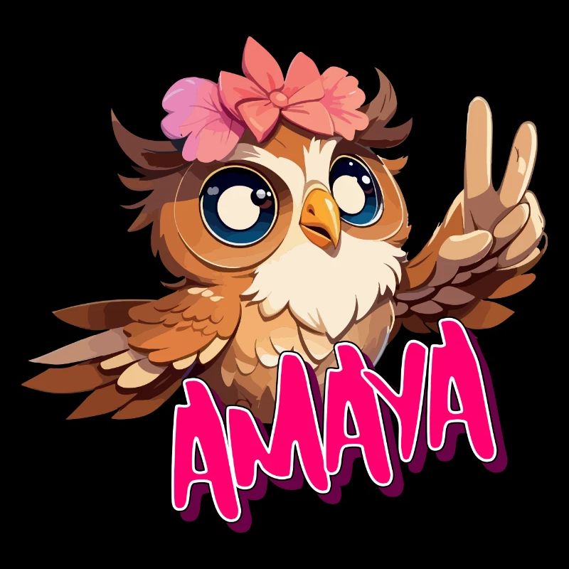 AMAYA - Schöner Mädchen Name mit süßer EULE